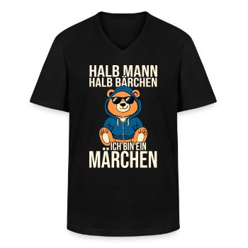 Bär halb Mann halb Bärchen Märchen Partner - Männer-T-Shirt mit V-Ausschnitt - Schwarz - Vorne - AI Model Male 178 dark (178cm)