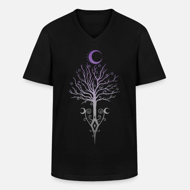 Okkulter Mondbaum Dunkler Herbst - Männer-T-Shirt mit V-Ausschnitt - Schwarz
