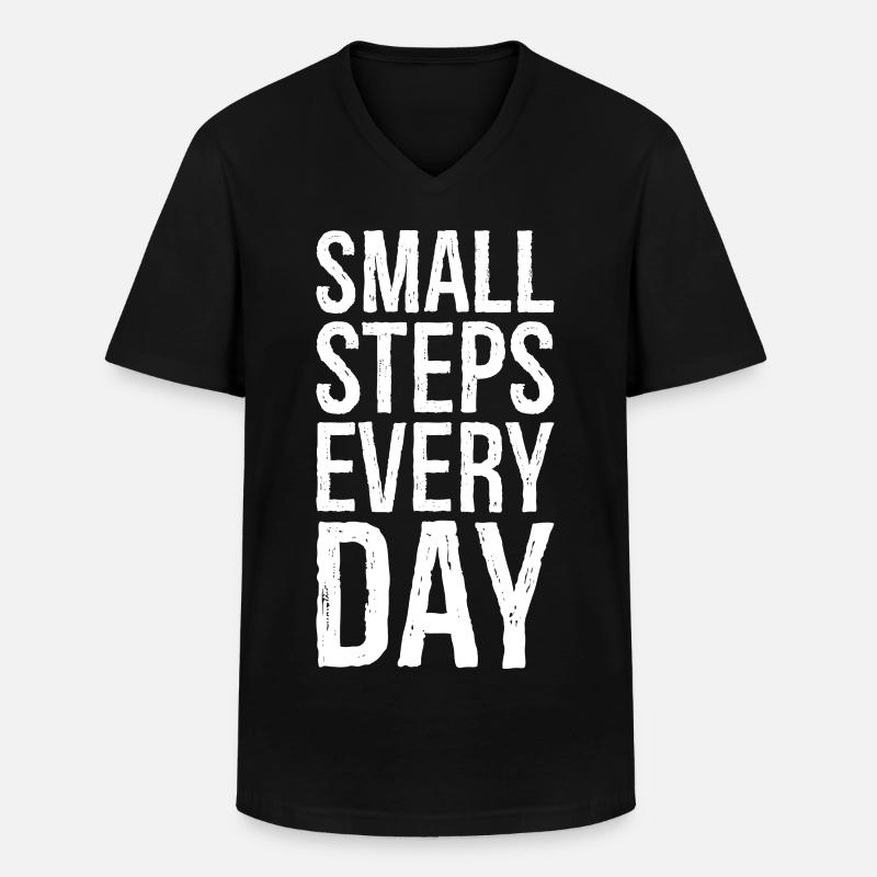 small steps every day - Men's V-Neck T-Shirt - black