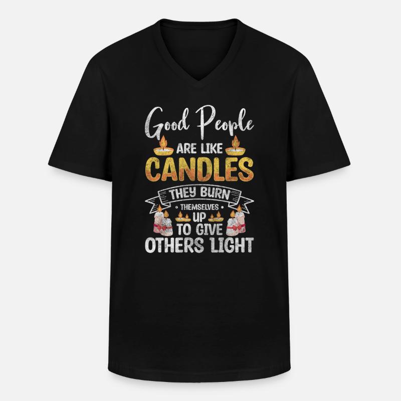 Kerze Dekoration Romantisch Leidenschaft - Männer-T-Shirt mit V-Ausschnitt - Schwarz