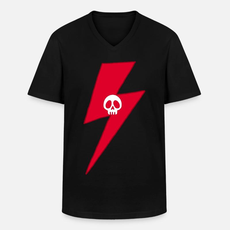 Red Skull Blitz - Männer-T-Shirt mit V-Ausschnitt - Schwarz