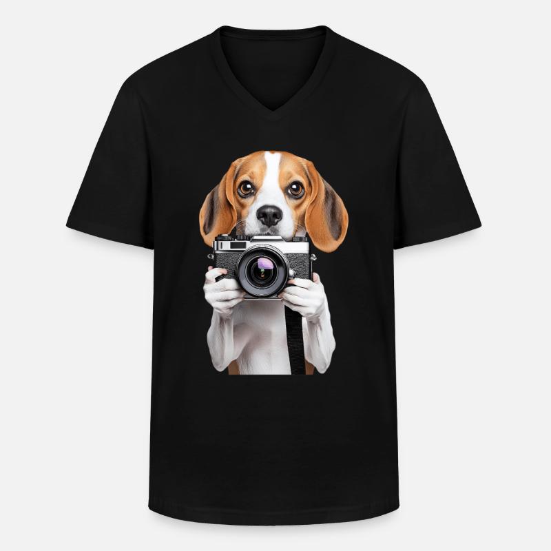 Beagle - Männer-T-Shirt mit V-Ausschnitt - Schwarz