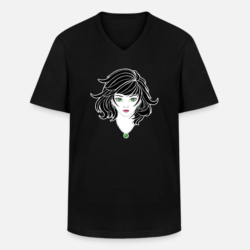 Gothic Anime Mädchen - Männer-T-Shirt mit V-Ausschnitt - Schwarz