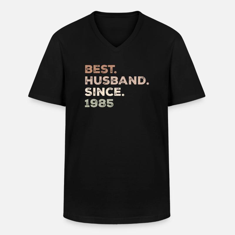 Bester Ehemann seit 1985 Jubiläumsgeschenk - Männer-T-Shirt mit V-Ausschnitt - Schwarz