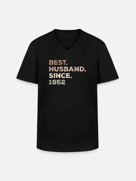 Bester Ehemann seit 1952 Jubiläumsgeschenk - Männer-T-Shirt mit V-Ausschnitt - Schwarz