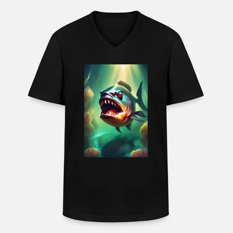 Abnorme Monsterfische - Männer-T-Shirt mit V-Ausschnitt - Schwarz
