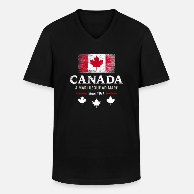 Drapeau unifolié Canada Canada Amérique - T-shirt col V Homme - noir