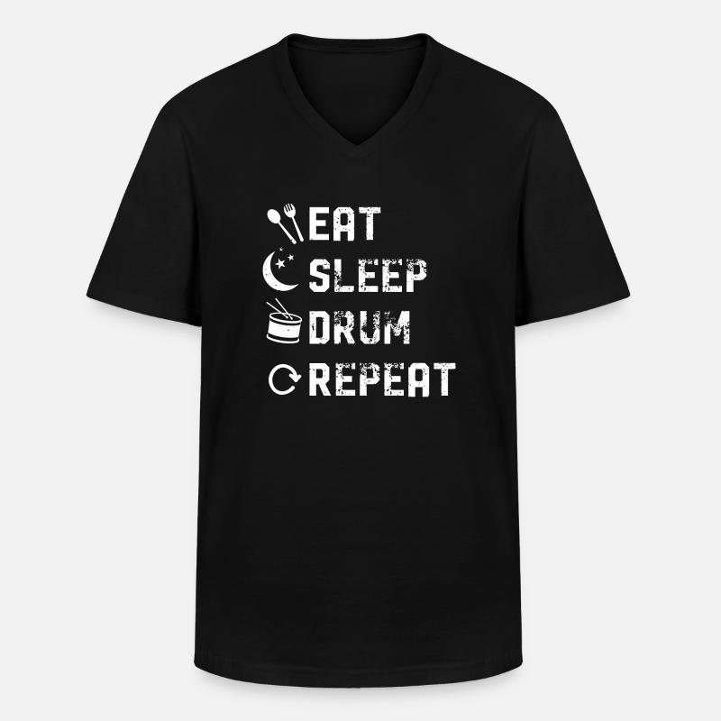 Eat Sleep Drum Repeat - Männer-T-Shirt mit V-Ausschnitt - Schwarz