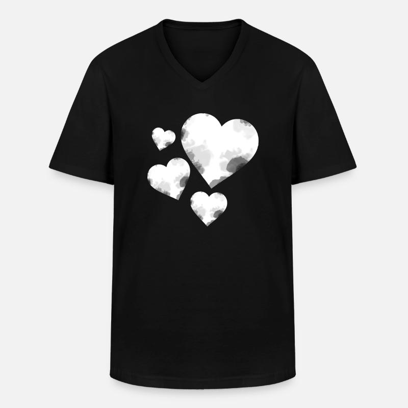 Schöne weiße Herzen - Männer-T-Shirt mit V-Ausschnitt - Schwarz