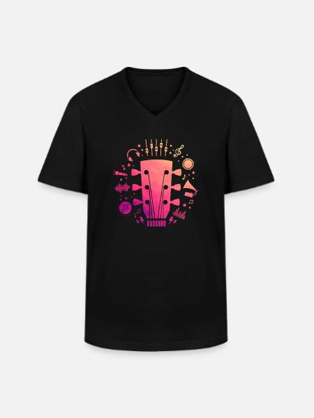 Gitarre - Männer-T-Shirt mit V-Ausschnitt - Schwarz