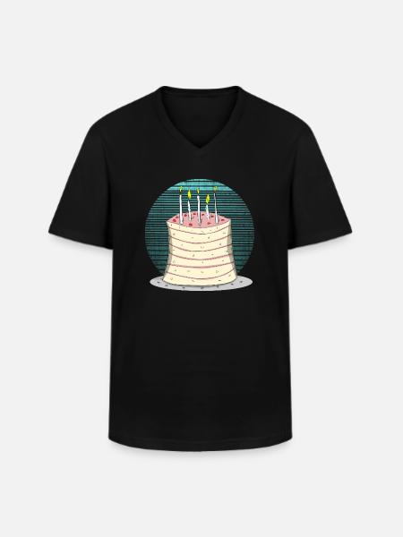 Cake Birthday Cake Cake - Men's V-Neck T-Shirt - black