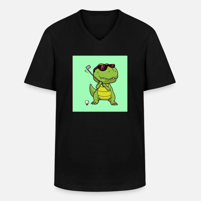Dinosaurier - Männer-T-Shirt mit V-Ausschnitt - Schwarz