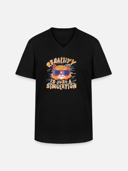 Realitiät Ist Nur Eine Simulation - Männer-T-Shirt mit V-Ausschnitt - Schwarz