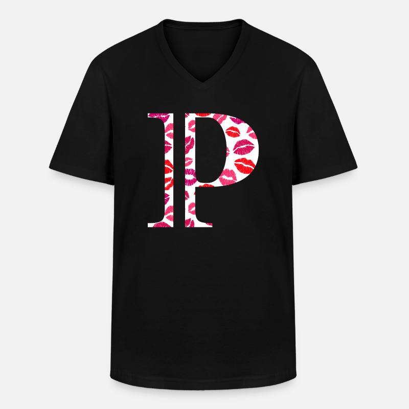 Buchstabe p Küsse - Männer-T-Shirt mit V-Ausschnitt - Schwarz