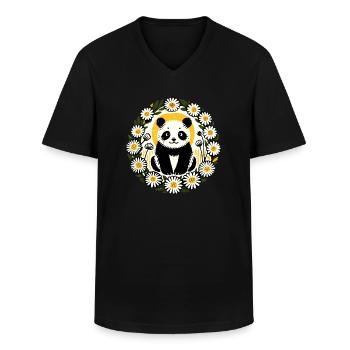Großer Panda - Männer-T-Shirt mit V-Ausschnitt - Schwarz - Vorne - AI Model Male 178 dark (178cm)