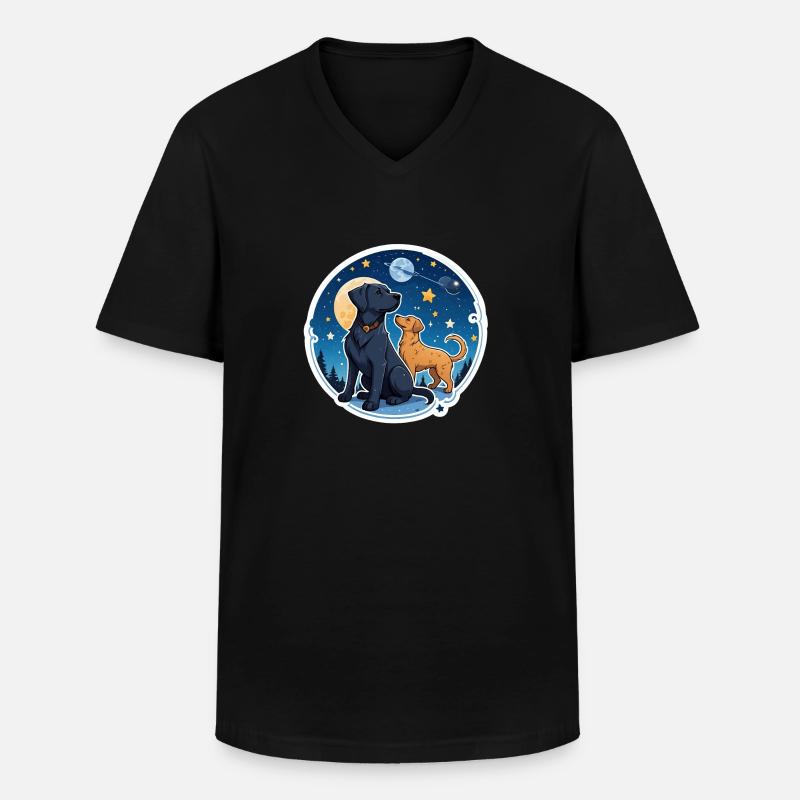 Freunde unter den Sternen - Männer-T-Shirt mit V-Ausschnitt - Schwarz