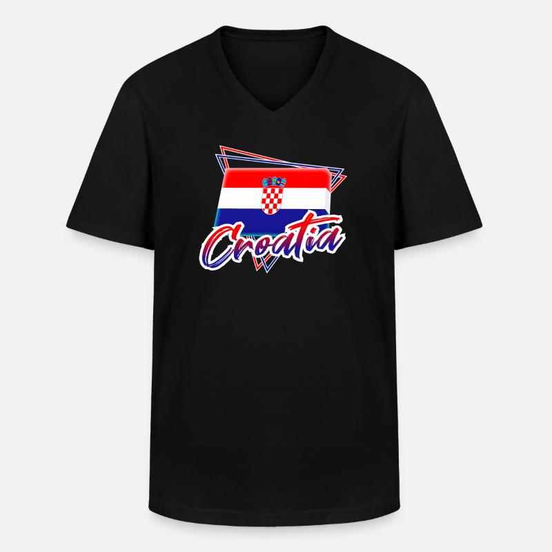 Kroatien - Männer-T-Shirt mit V-Ausschnitt - Schwarz