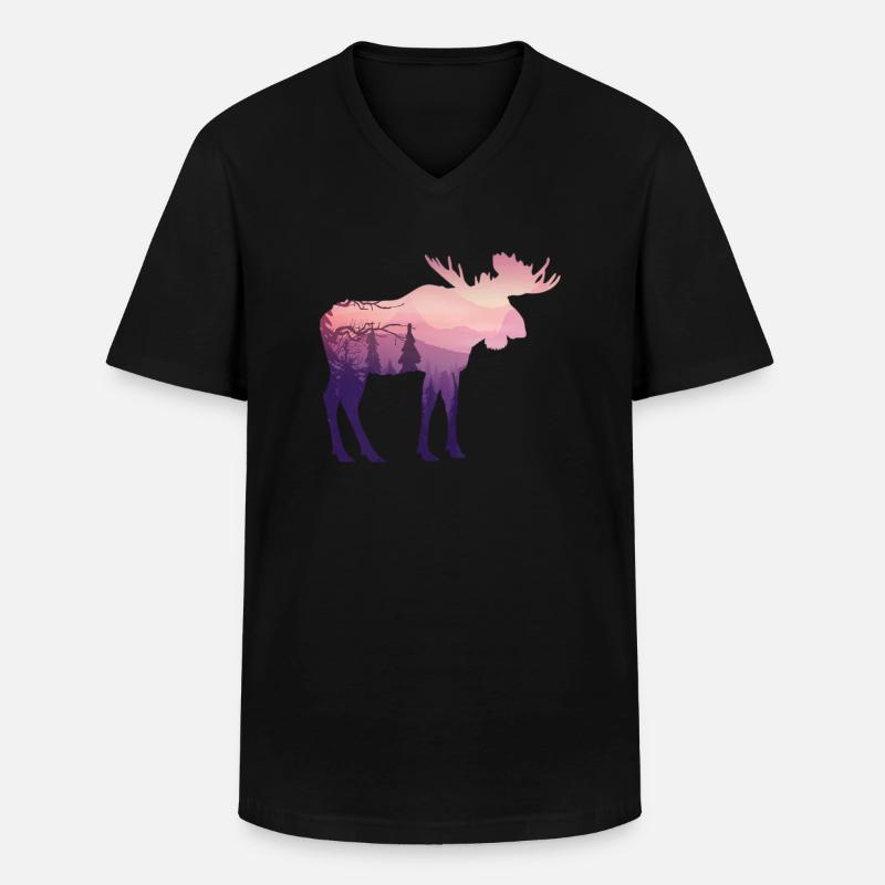 Elch - Männer-T-Shirt mit V-Ausschnitt - Schwarz