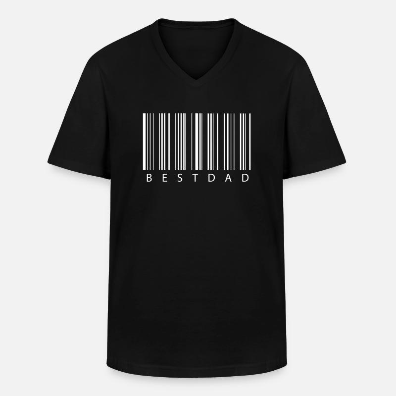 Bestdad Barcode - bester Papa - Männer-T-Shirt mit V-Ausschnitt - Schwarz