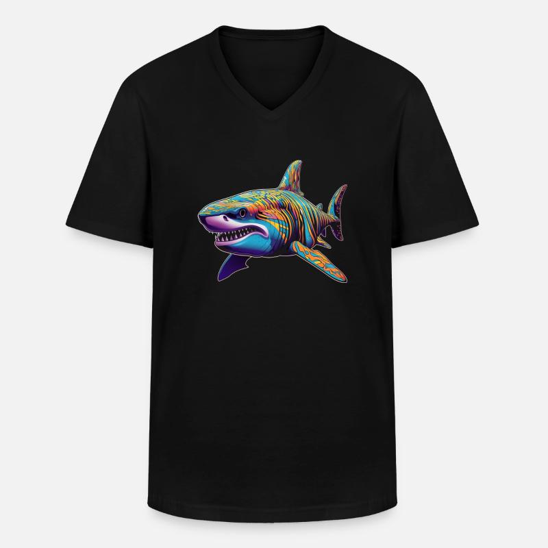 Hai - Männer-T-Shirt mit V-Ausschnitt - Schwarz