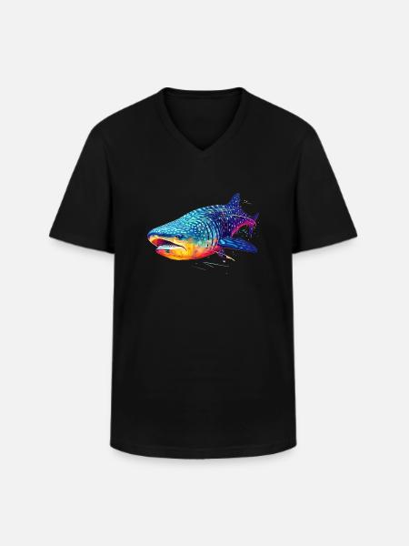 Walhai - Männer-T-Shirt mit V-Ausschnitt - Schwarz