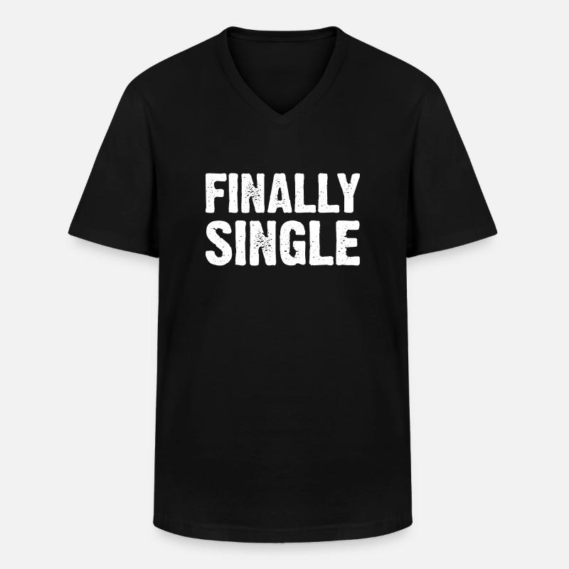 Finally Single - Männer-T-Shirt mit V-Ausschnitt - Schwarz