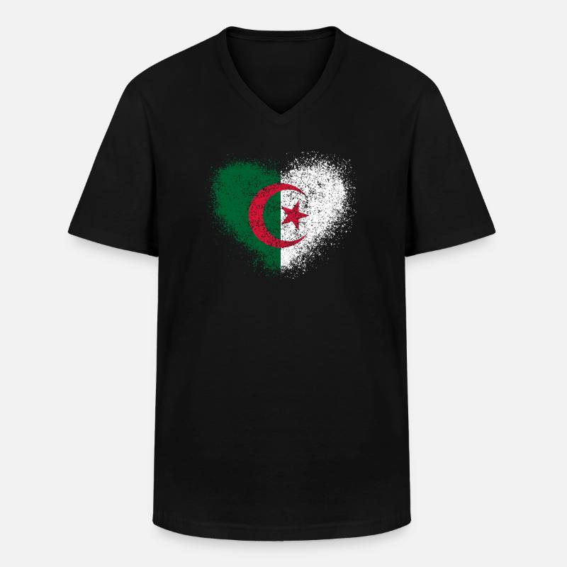 Algerien - Männer-T-Shirt mit V-Ausschnitt - Schwarz