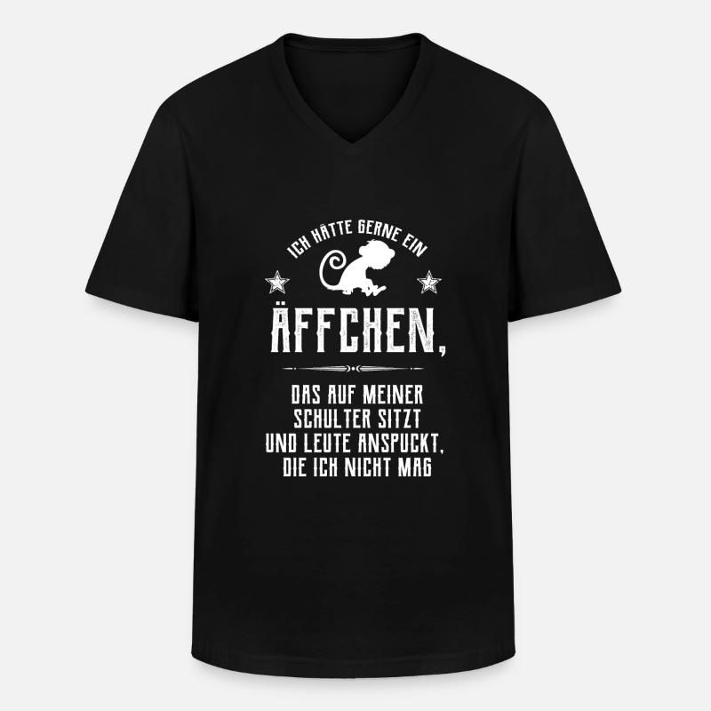 Äffchen auf Schulter - Männer-T-Shirt mit V-Ausschnitt - Schwarz