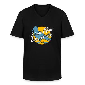 Sei eine Möwe scheiss auf alles. Möwensilhouette - Männer-T-Shirt mit V-Ausschnitt - Schwarz - Vorne - AI Model Male 178 dark (178cm)