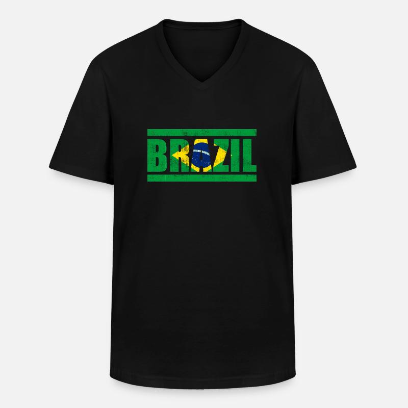 Brasilien - Männer-T-Shirt mit V-Ausschnitt - Schwarz
