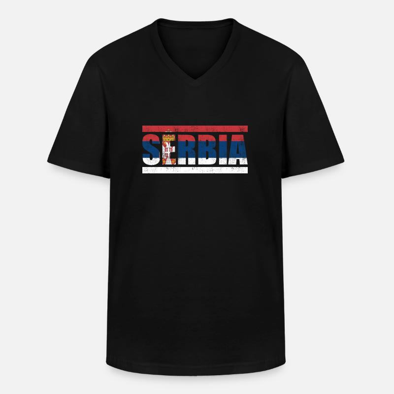 Serbien - Männer-T-Shirt mit V-Ausschnitt - Schwarz