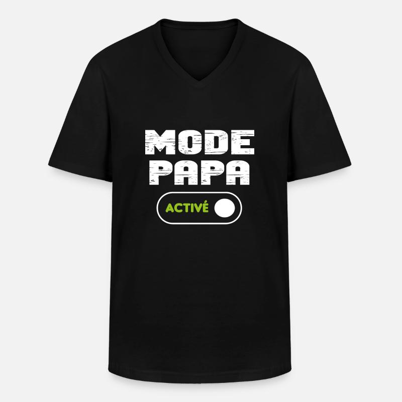 Mode papa activé - T-shirt col V Homme - noir