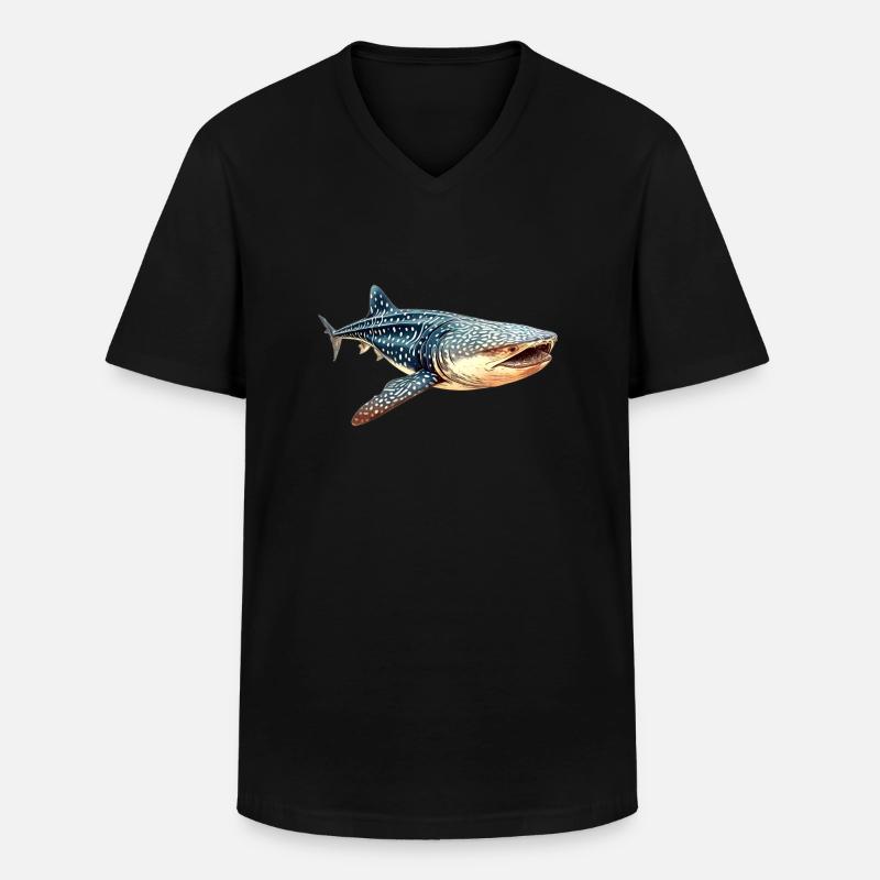 Walhai - Männer-T-Shirt mit V-Ausschnitt - Schwarz