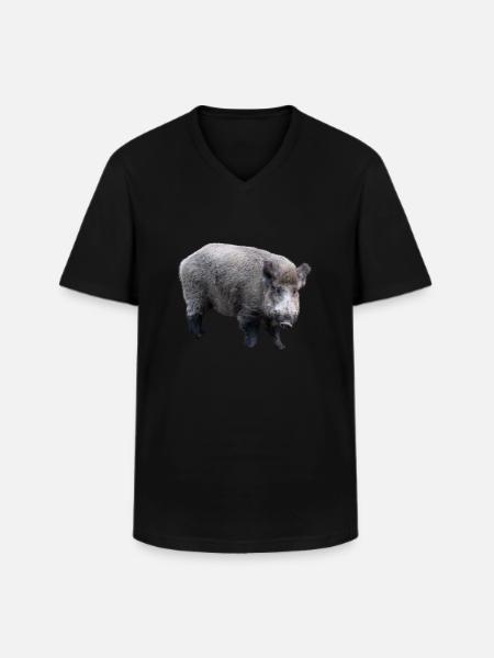 Wildschwein - Männer-T-Shirt mit V-Ausschnitt - Schwarz