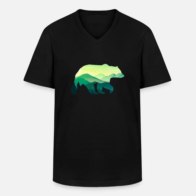 Bär - Männer-T-Shirt mit V-Ausschnitt - Schwarz