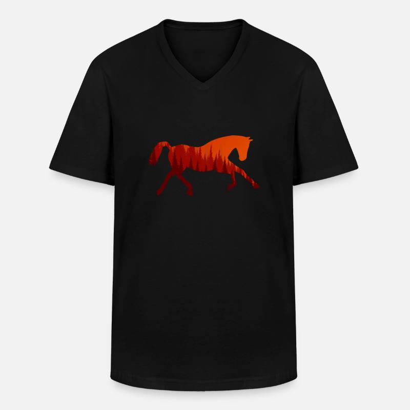 Pferd - Männer-T-Shirt mit V-Ausschnitt - Schwarz