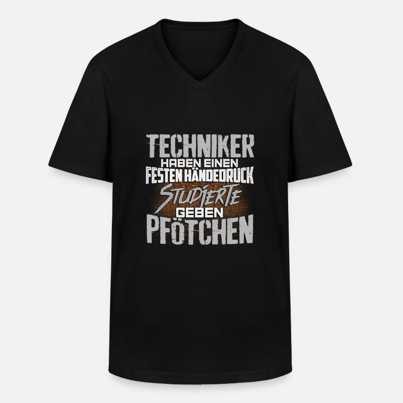 TECHNIKER - fest - Männer-T-Shirt mit V-Ausschnitt - Schwarz