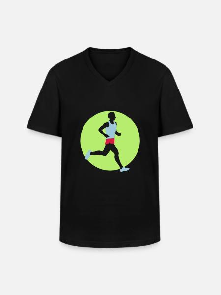 running_man_022013_a_3c - Männer-T-Shirt mit V-Ausschnitt - Schwarz