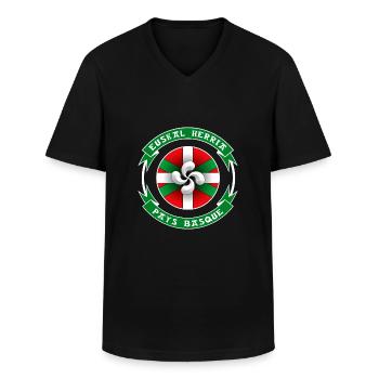 Pays Basque - Euskal Herria - T-shirt col V Homme - noir - Devant - AI Model Male 178 dark (178cm)