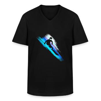Skifahrer - Downhill - Speed - Blau - Männer-T-Shirt mit V-Ausschnitt - Schwarz - Vorne - AI Model Male 178 dark (178cm)