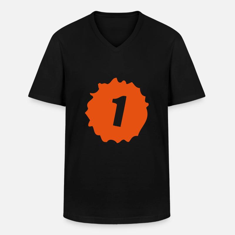 Nummer 1 ein - Männer-T-Shirt mit V-Ausschnitt - Schwarz