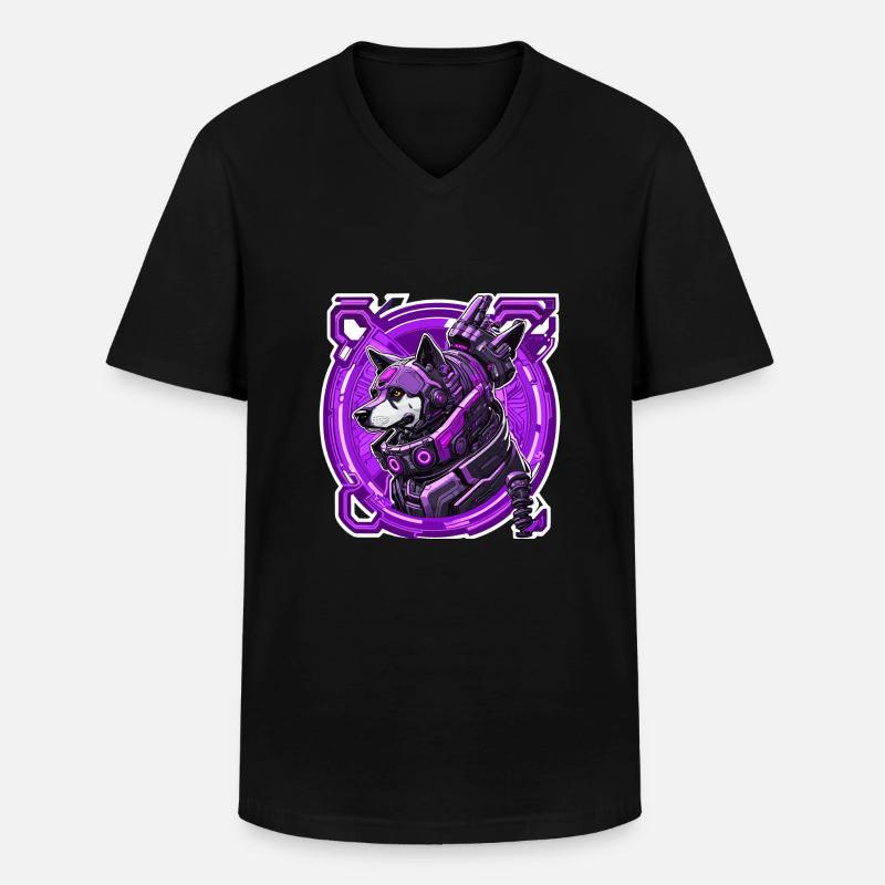 Roboterhund ist hinter dir her - Männer-T-Shirt mit V-Ausschnitt - Schwarz