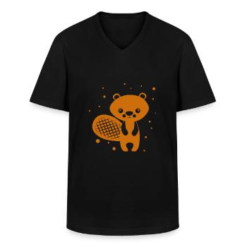 Nutria - Animal de zoo - Amoureux des animaux - T-shirt col V Homme - noir - Devant - AI Model Male 178 dark (178cm)