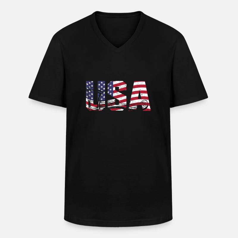 Axtwerfen usa - Männer-T-Shirt mit V-Ausschnitt - Schwarz