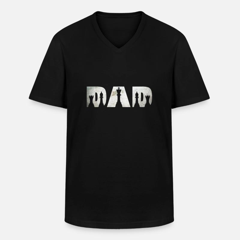 Schach Papa - Männer-T-Shirt mit V-Ausschnitt - Schwarz