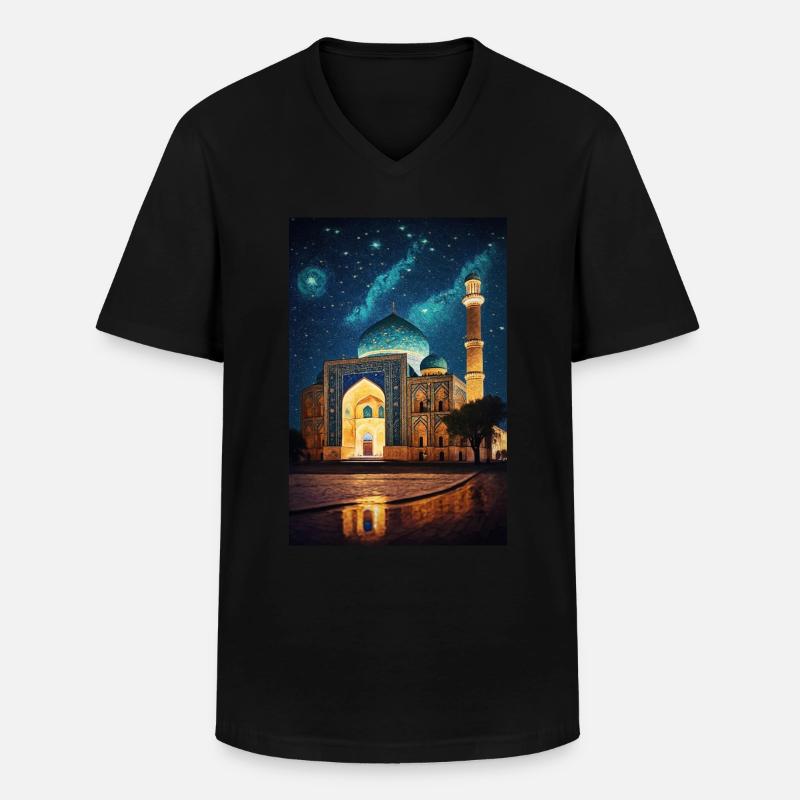 Usbekistan Moschee - Männer-T-Shirt mit V-Ausschnitt - Schwarz
