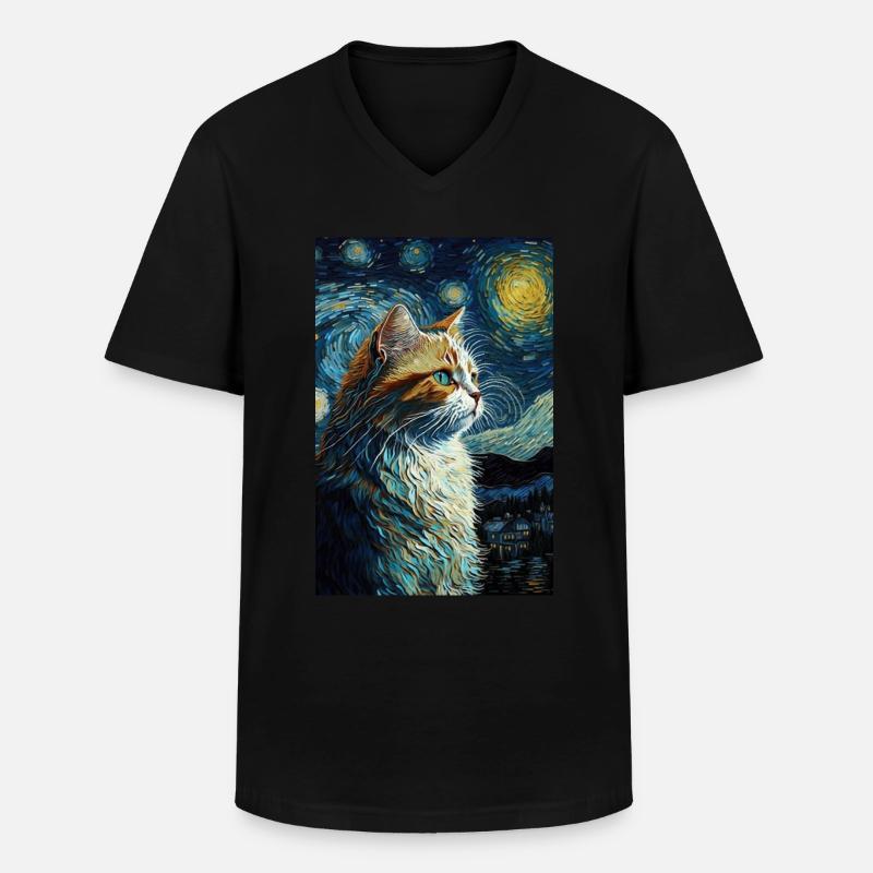 Katze - Männer-T-Shirt mit V-Ausschnitt - Schwarz