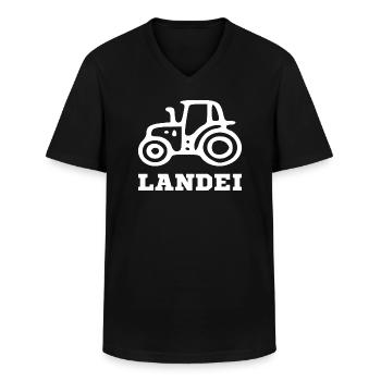 Texte disant tracteur tracteur drôle - T-shirt col V Homme - noir - Devant - AI Model Male 178 dark (178cm)