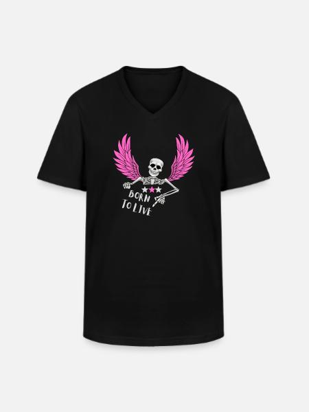 BORN TO LIVE - Men's V-Neck T-Shirt - black