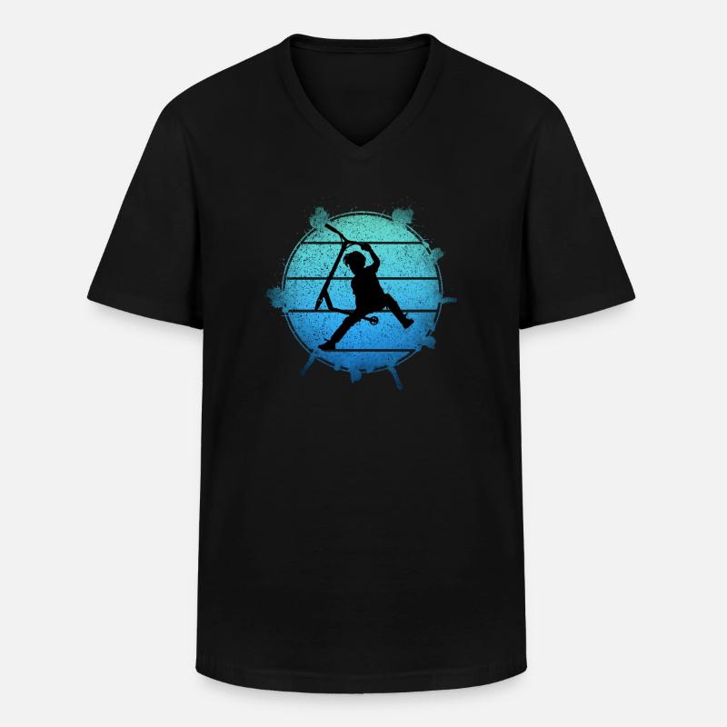 Stunt Scooter Freestyle - Männer-T-Shirt mit V-Ausschnitt - Schwarz